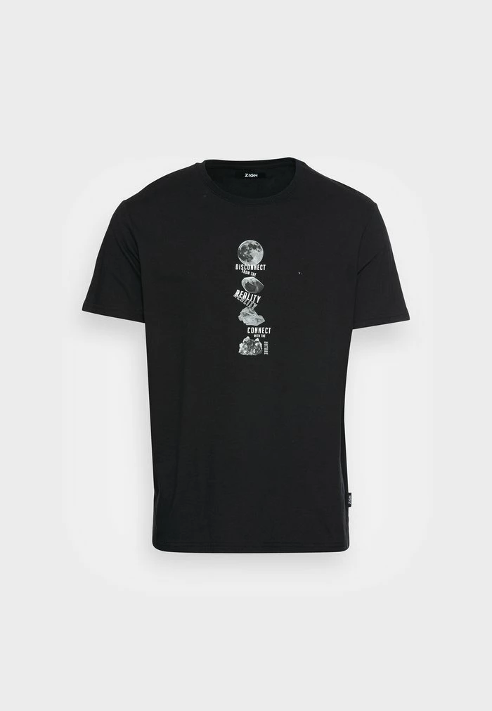 Offres 😍 Zign GRAPHIC T-SHIRT - T-shirt Imprimé - Black 🎉 4 Offres 😍 Zign GRAPHIC T-SHIRT - T-shirt Imprimé - Black 🎉 – Image 4