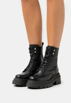 Meilleure vente ⭐ Zign LEATHER WINTER BOOTIES - Bottines à Plateau - Black 🧨