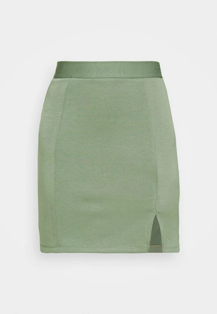 Promo ⭐ Zign Mini Princess Seams 👗 Skirt High Waisted With Slit - Jupe Crayon - Light Green 🥰 4 Promo ⭐ Zign Mini Princess Seams 👗 Skirt High Waisted With Slit - Jupe Crayon - Light Green 🥰 – Image 4