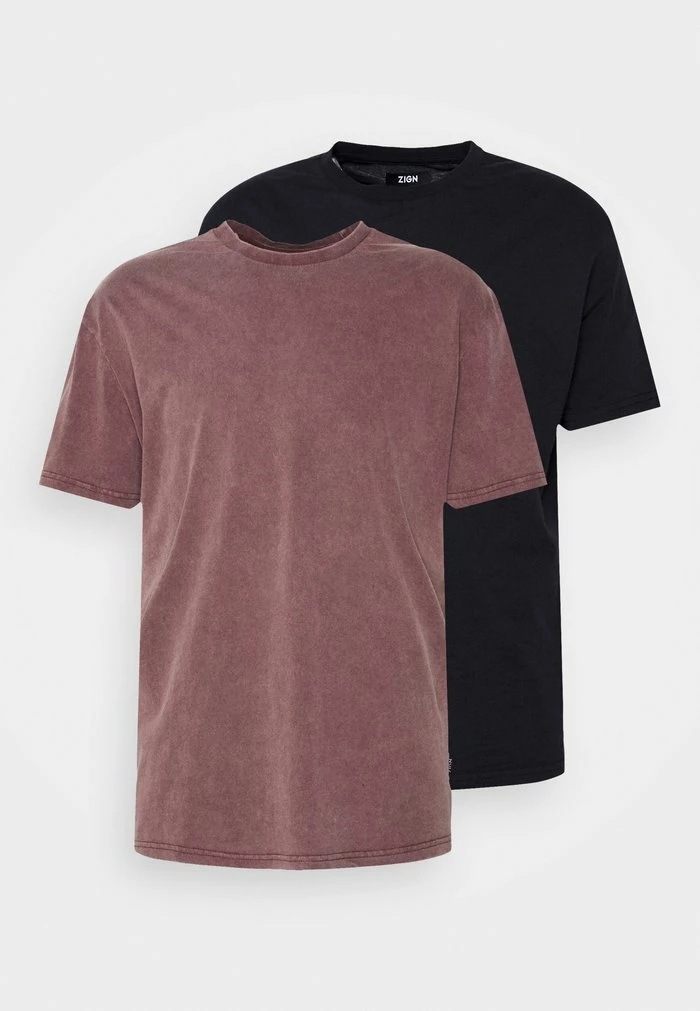 Bon marché 🤩 Zign 2 PACK - T-shirt Basique - Black/bordeaux ✨ 5 Bon marché 🤩 Zign 2 PACK - T-shirt Basique - Black/bordeaux ✨ – Image 5