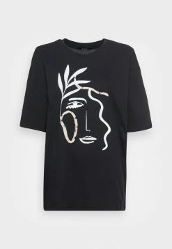 Meilleure affaire 🎁 Zign LIZ LINE ART FACE TEE - T-shirt Imprimé - Black 🌟 -Pas Cher Zign Boutique 3a024da27e5d4d43992353101517add3