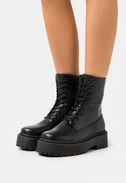 Remise 👍 Zign LEATHER WINTER BOOT - Bottines à Lacets - Black ⭐