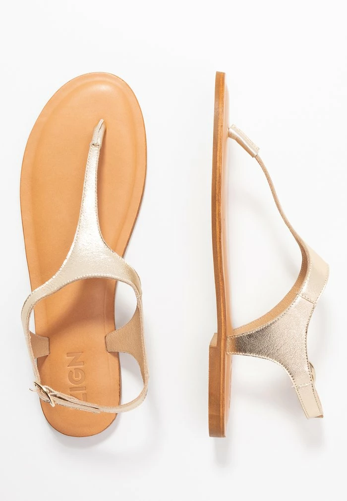 Budget 🤩 Zign LEATHER - Tongs - Gold 🧨 4 Budget 🤩 Zign LEATHER - Tongs - Gold 🧨 – Image 4