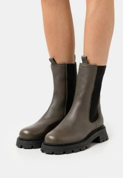 Remise 😉 Zign LEATHER - Bottes à Plateau - Khaki ⌛