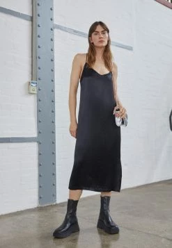 Acheter 😀 WOVEN REDEZIGN SLIP MIDI 👗 DRESS - Robe De Soirée - Black ❤️