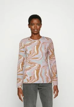 Budget 🎉 REDEZIGN MARBLE PRINT LONGSLEEVE - T-shirt à Manches Longues - Light Brown 🧨