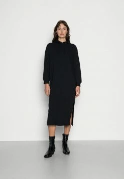 Grosses soldes 😍 Zign Casual Winter Sweat Hooded Maxi Slits 👗 Dress - Robe De Jour - Black 🎉