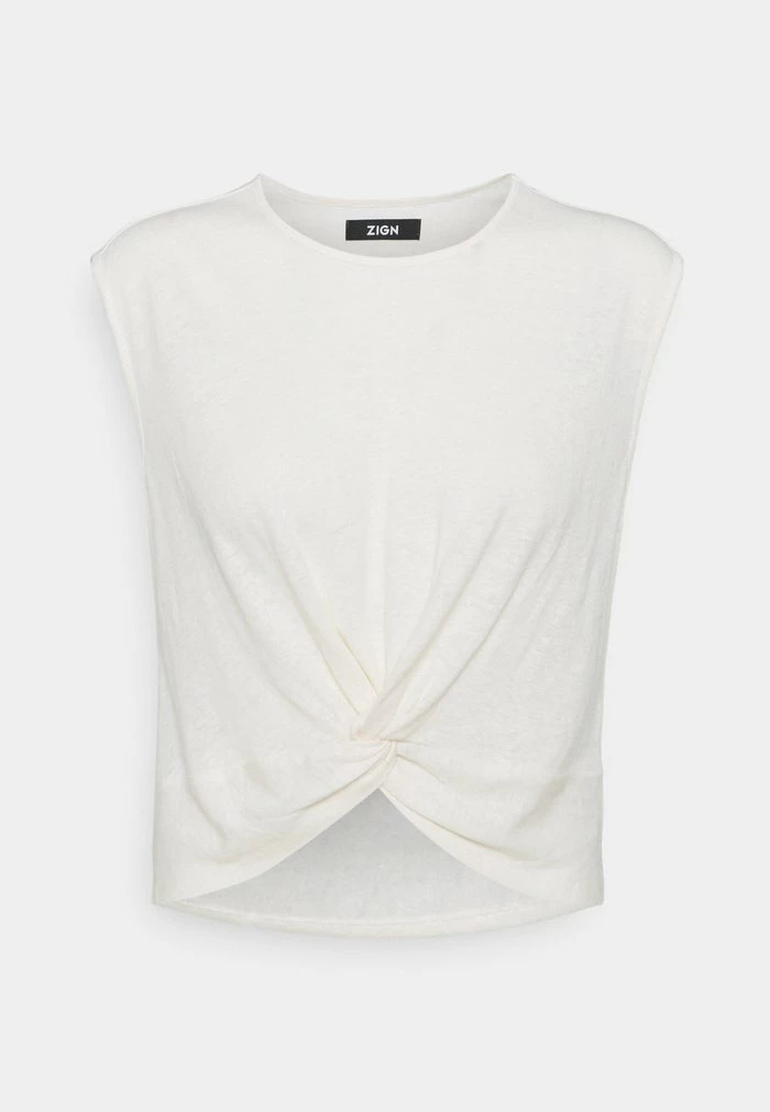 Bon marché 🎁 Zign T-SHIRT-LINEN BLEND - T-shirt Imprimé - Off White ✔️ 1 Bon marché 🎁 Zign T-SHIRT-LINEN BLEND - T-shirt Imprimé - Off White ✔️