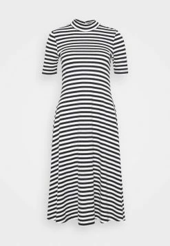 Bon marché ⌛ Zign Short Sleeves Flared Basic Midi 👗 Dress - Robe En Jersey - Black/offwhite 🥰 -Pas Cher Zign Boutique e8040233653e4aad9bb8bb908b1b53f2